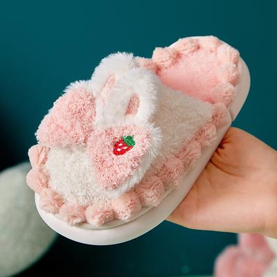 Флисовые детские хлопковые тапочки Хлопковые тапочки-моп для девочек Утепленные теплые и нескользящие детские тапочки Для дома осень-зима