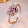 Сверкающее циркониевое сердце, обручальное кольцо для женщин, романтическое предложение, ювелирные изделия, цвет розового золота, подарок