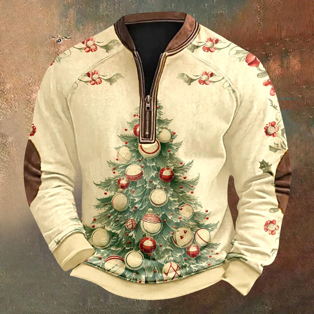 Мужская рождественская ретро-повседневная толстовка на молнии