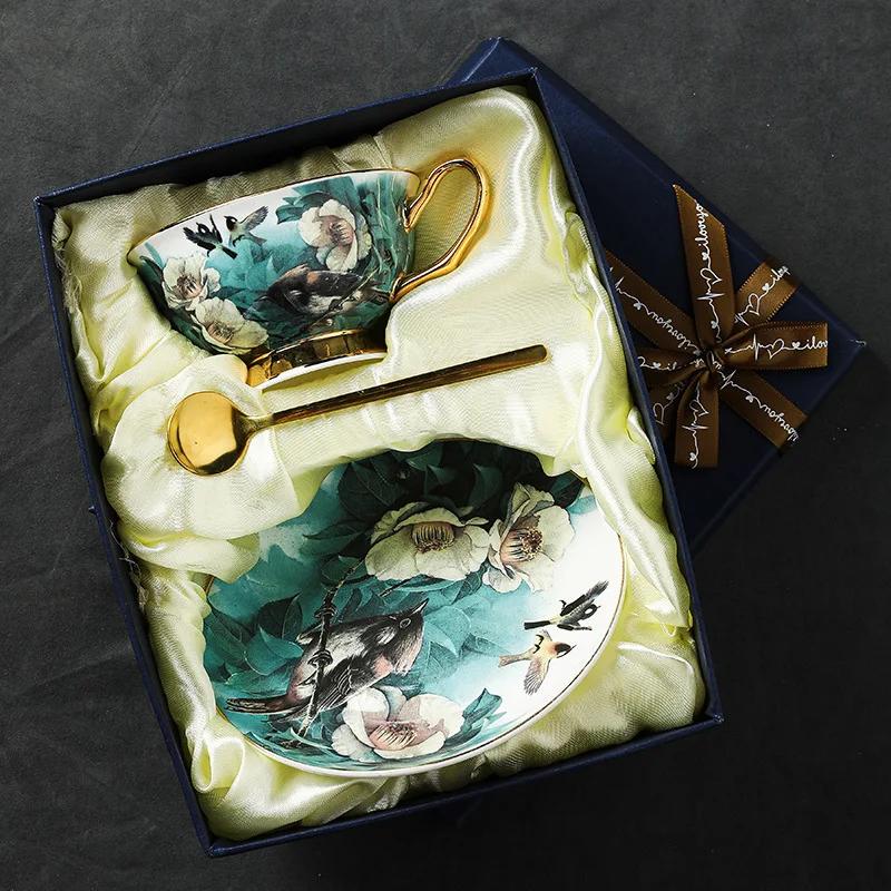 Кофейная чашка, маленькая, изящная, небольшая, роскошная, послеобеденный чайный сервиз с высоким внешним видом и элегантным набором чашек и блюдец из костяного фарфора