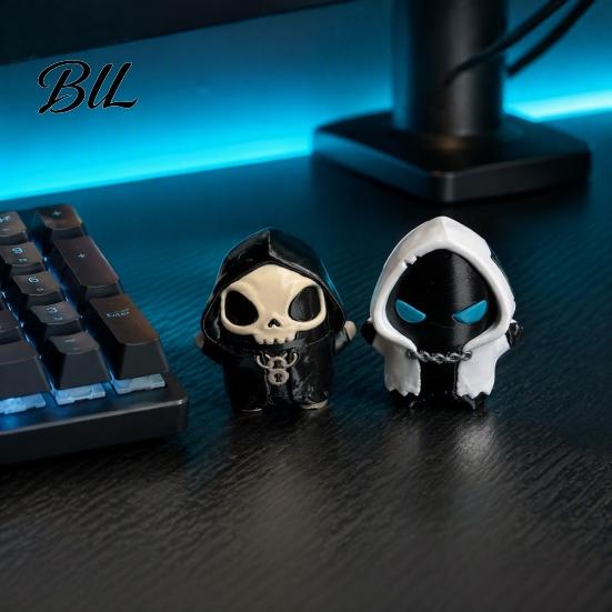 Grim Reaper Decoration 2Pcs Video Game Inspired Skeleton Figurine, 3D Printed Figure, Skull Collection Decor Mini Gothic Decoration, Collectible Gift