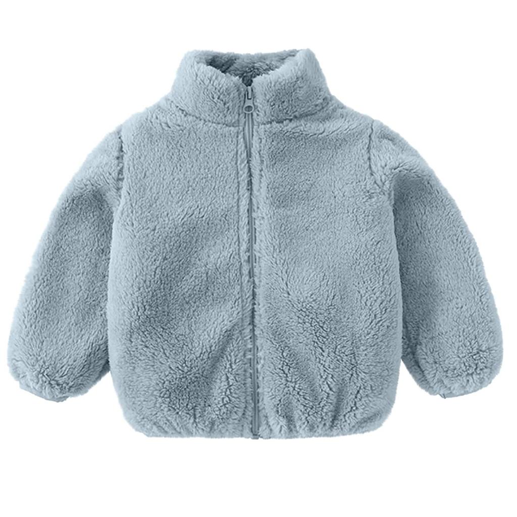 Симпатичное однотонное толстое флисовое пальто на молнии для маленьких девочек и мальчиков, теплая верхняя одежда