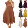Dress Women's Fashionable Round Neck Sleeveless Pleated Long Dress