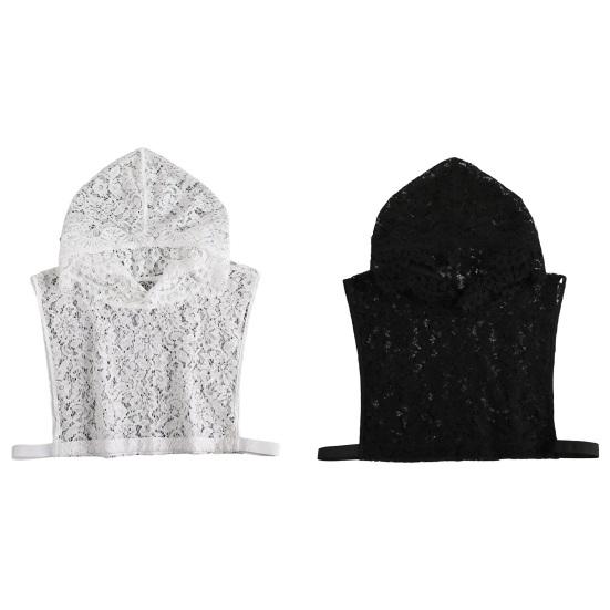 Женский фальшивый воротник с капюшоном, без рукавов, прозрачный, вышивка, кружево, цветок, фальшивая толстовка с капюшоном, аксессуар для толстовки