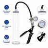 Men Vacuum Pump Trainer with Clear Acrylic Cylinder Pressure Gauge Flexible Air Hose and Hand Suction Control Sex Toys