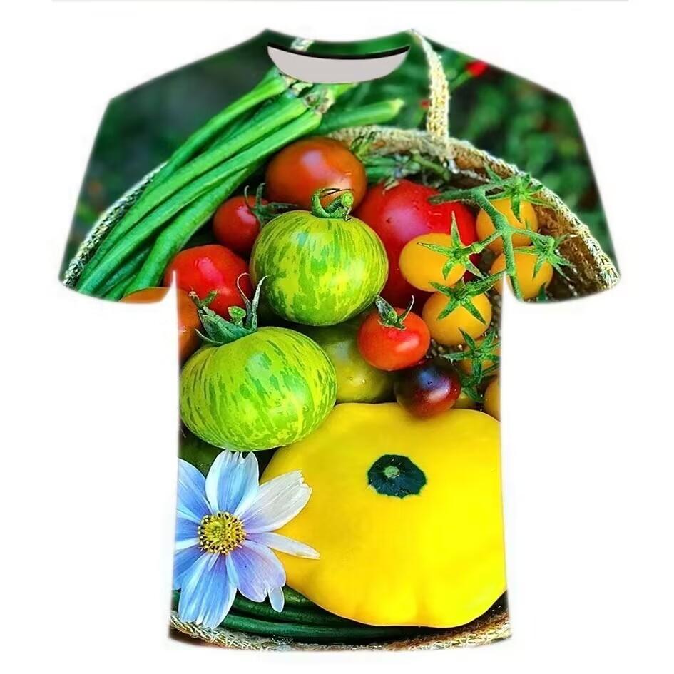 Summer Fruit Vegetable 3D Printed T-Shirts Fashion Oversized Short Sleeved Men's and  Women's Unisex T-shirts