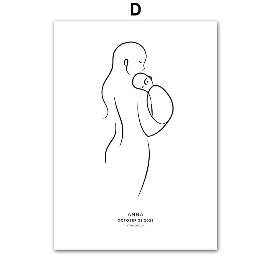 Новые детские следы, дата рождения, Баба, мама, индивидуальные настенные художественные холсты, картины, постеры и принты, декор для детской комнаты, фотографии