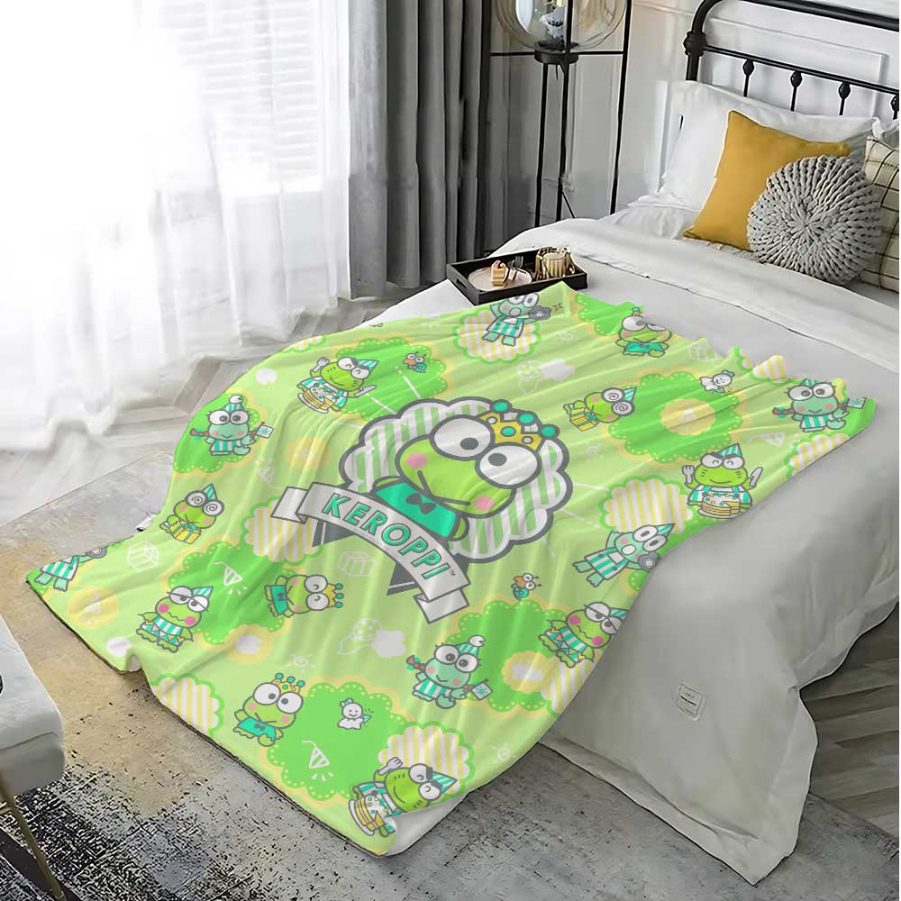 Keroppi Kawaii Luxury Blanket for Sofa Decoration Fluffy Soft Blankets King Size Bed Throw Home Interior Knee Nap & Throws Hairy