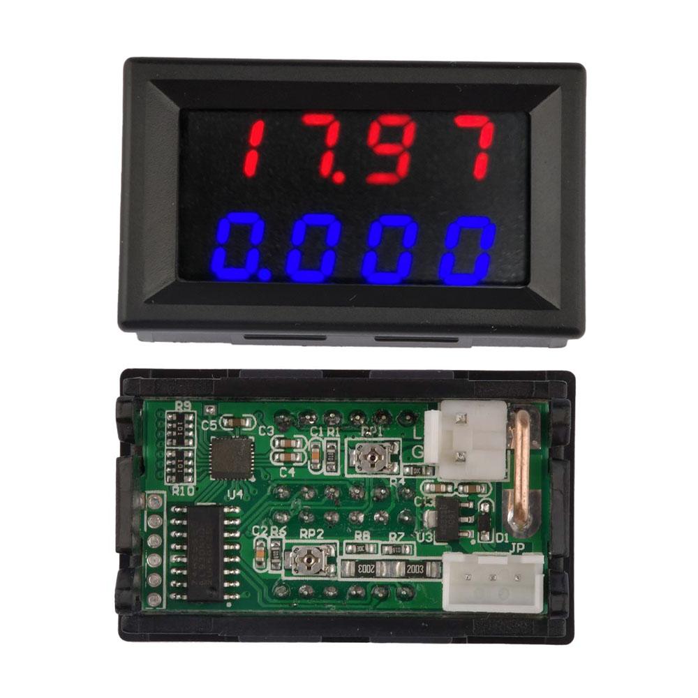 DC 500V 10A Digital Voltmeter Adjustable Voltmeter Ammeter 0.28 inch 4-Digit Red Blue LED Dual Display Amp Volt Meter Gauge