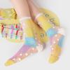 Thin Cotton Socks - Children's Retro Striped Geometric Dopamine Glass Fiber Mid-calf Pile Socks Trend