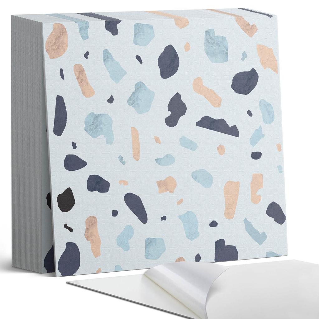 Set of Vinyl Tiles with an Abstract Stone Pattern for the Kitchen 20x20x20 cm