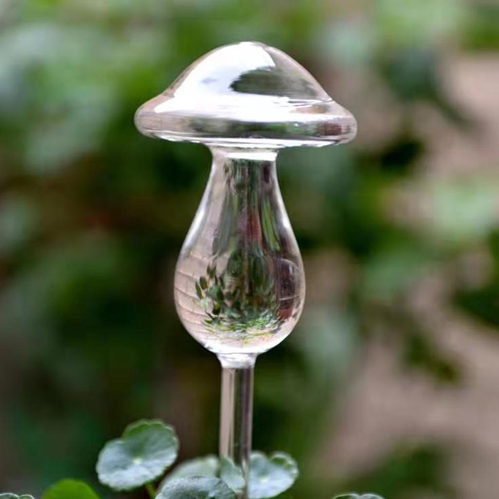 Mushroom Self Watering Spikes Glass Plant Waterer Clear Self Watering Devices Globes for Water Plants While Away