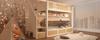 Children's bunk bed 90x200 cm with stair cabinet, white and natural, with safety rail and slatted frame, bed for two children, without mattress