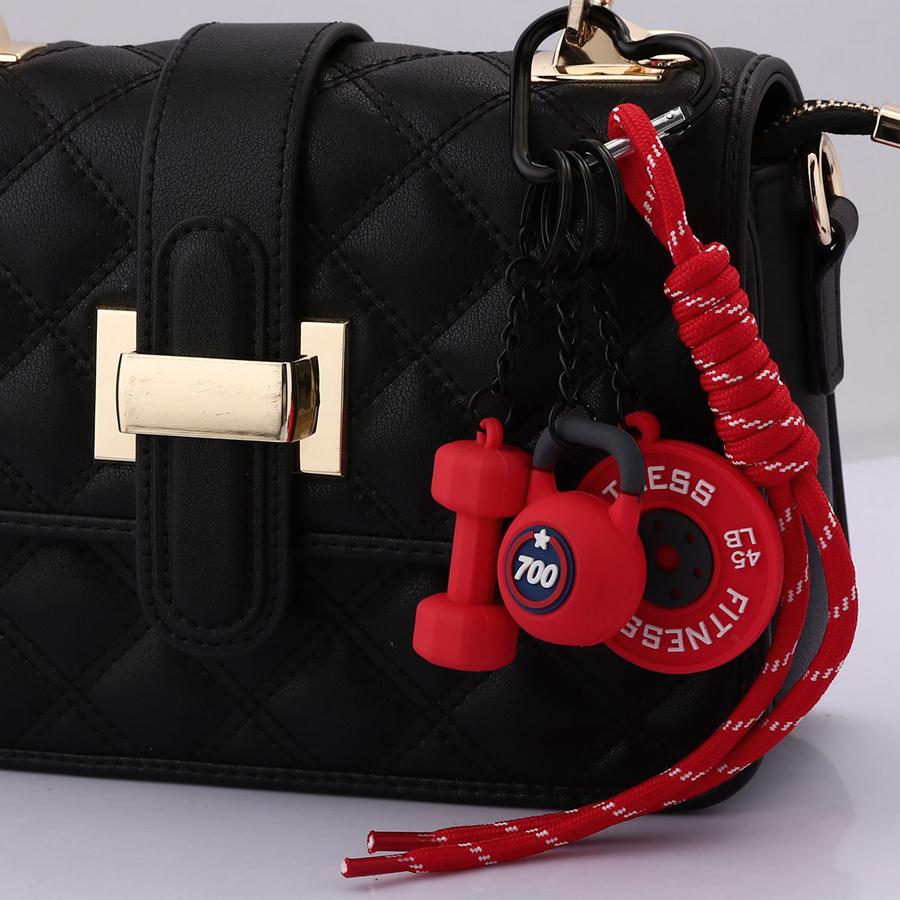 Mini Fitness Equipment Silicone Dumbbell Kettlebell Barbell Plate Carabiner Bag Charm Gift for Gym Lovers Bag Charm