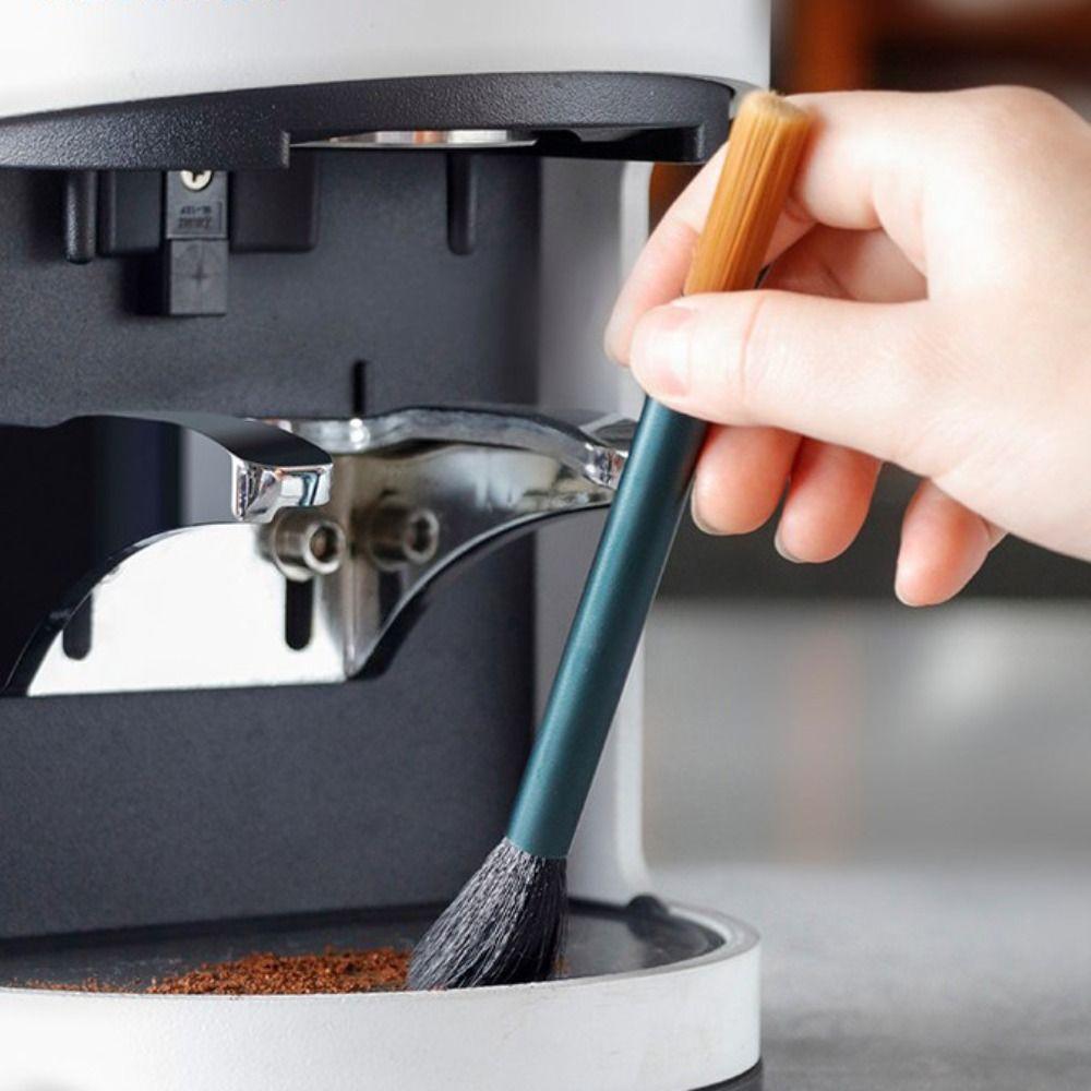 Soft &Hard Bristle Coffee Powder Cleaning Brush Aluminum Handle Coffee Machine Brush Bar