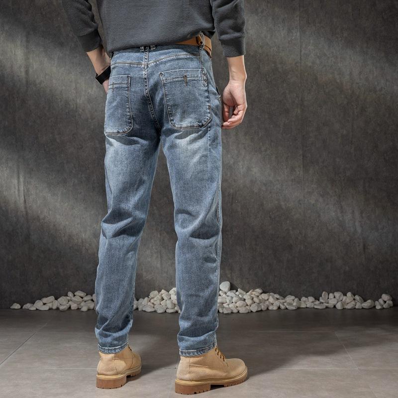 Свободные мужские эластичные прямые брюки-трубы, мужские весенние новые обычные винтажные длинные брюки из мерсеризованного хлопка белого цвета, мужские длинные брюки