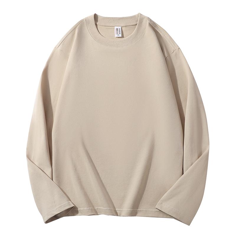 Zirunking Футболки унисекс, топы, футболки, однотонные топы, 100% хлопок, длинный рукав, уличная одежда, мягкие повседневные футболки, футболки с круглым вырезом SHUMIAN