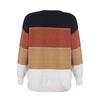 Осенне-зимний новый стильный свитер в полоску контрастного цвета с длинными рукавами и круглым вырезом, женский вязаный свитер
