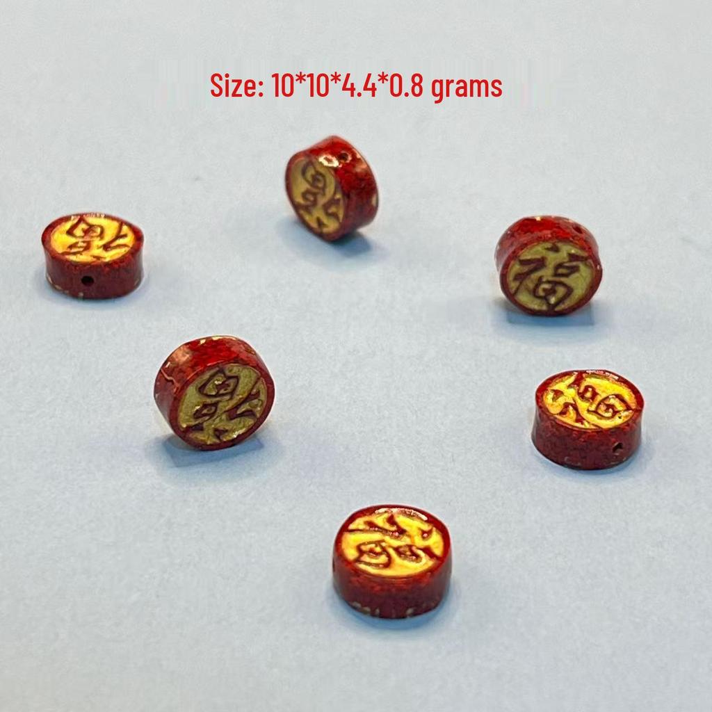 Original Gold-Plated Cinnabar Turtle Shell Fu Plaque and Gourd Pouch Accessories