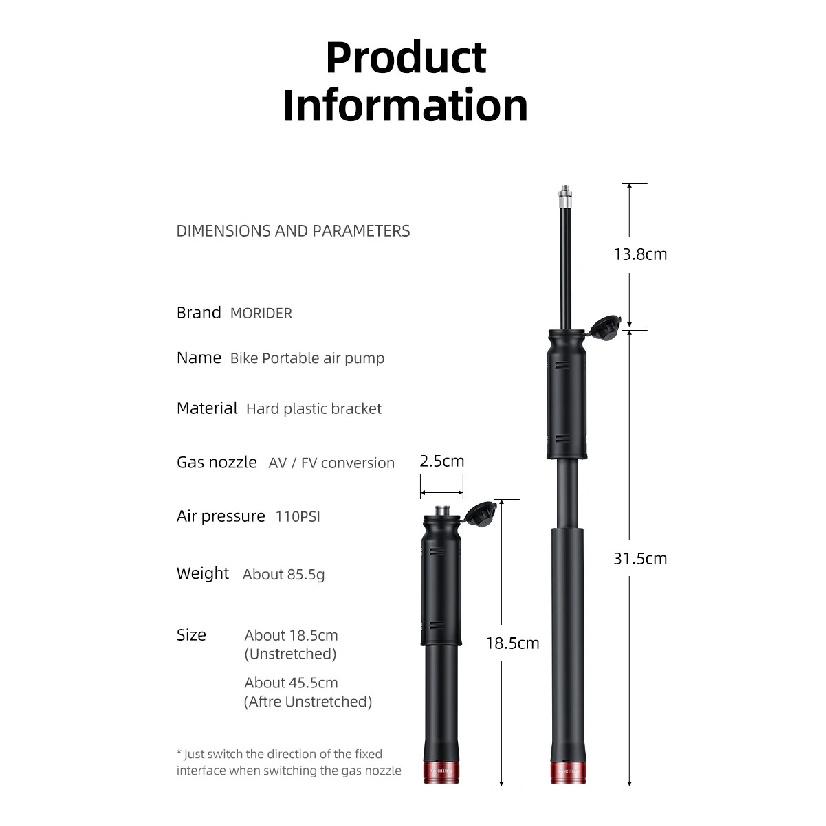 Bicycle Pump Portable Mini Bicycle Pump Cycling Hand Air Pump Ball Tire Inflator Schrader Presta Valve MTB Road Bike Accessories