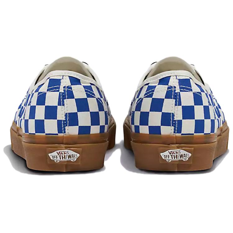 Vans Аутентичные шахматные кроссовки унисекс с синими резиновыми шнурками, белые VN0009PVY6Z