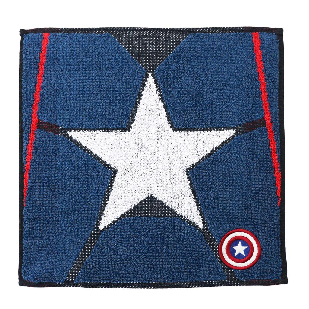 Marushin Marvel Captain America Hand Mark and Shield Product 2505020300 Towel, 25x25cm, Appliqué Embroidery, Number