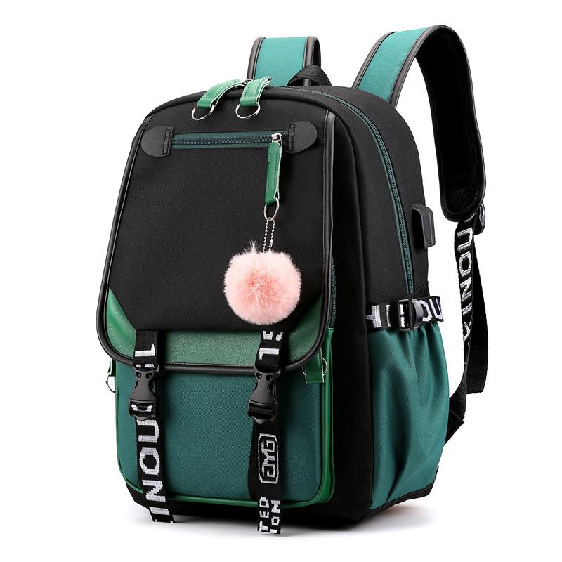 Large Capacity Girl Women Casual Backpack Multicolor Student Backpack Girl's School Bag with USB Port