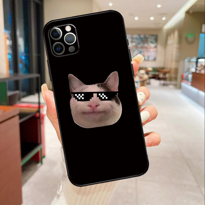 Мемное лицо Белуги Кота Улыбающееся Чехол для Телефона Для iPhone 17 16 15 14 13 12 11 Pro Max mini 16 Plus 16e 17 Air Защитный Чехол