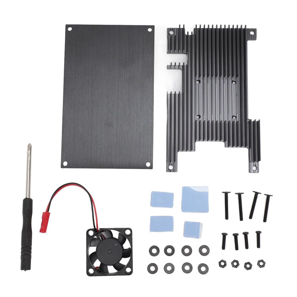 Aluminium Alloy Case with Cooling Fan Efficient Heat Dissipation Metal Protective Shell for Orange Pi 5 5B