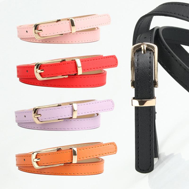 1Pcs 2.4X104Cm Women Belts Pu Leather Simple Metal Buckle Belt Girls Dress Jean Pants Waistband Belts For Lady Luxury Designer Brand