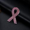 Exquisite Pink Ribbon Diamond Brooch: Fashionable AIDS Awareness Jewelry Pin