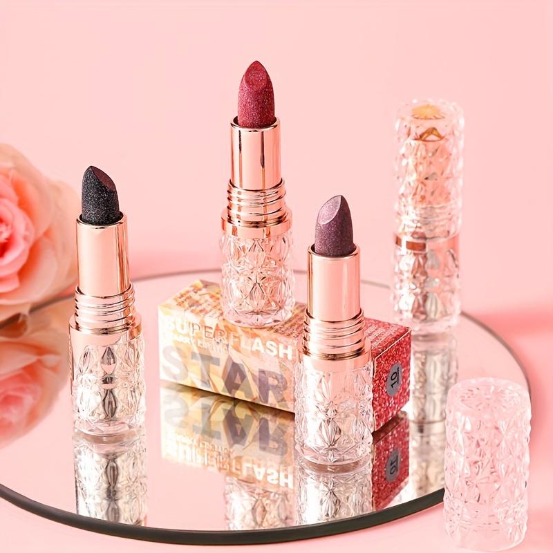 Shimmering Lipstick Long-Lasting Waterproof Lipstick Smooth Texture Full Coverage Glitter Lipstick Available In Black Golden Red Pink Lip Makeup