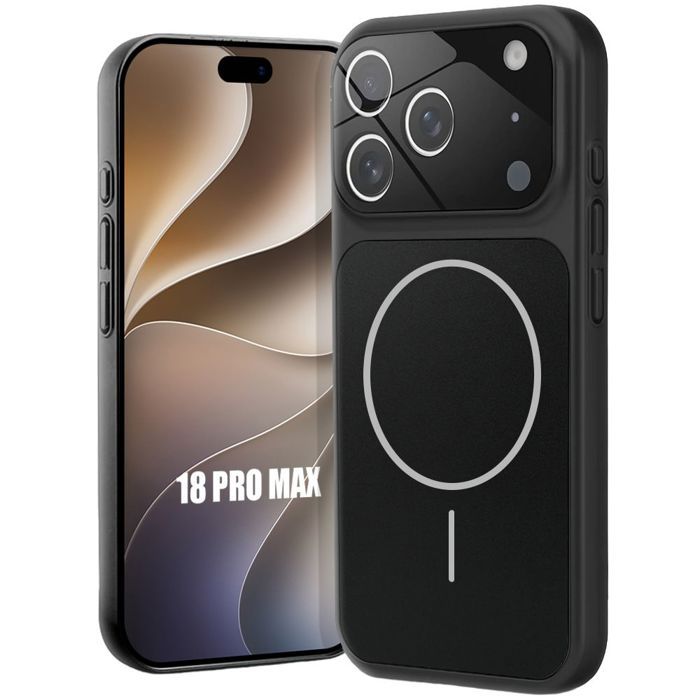 Coque pour iPhone 18 Pro Max, Antichoc avec Protection Caméra et Cercle Magnétique - Noir