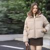 Short Cotton-padded Jacket With Imitation Mink Fur Hood