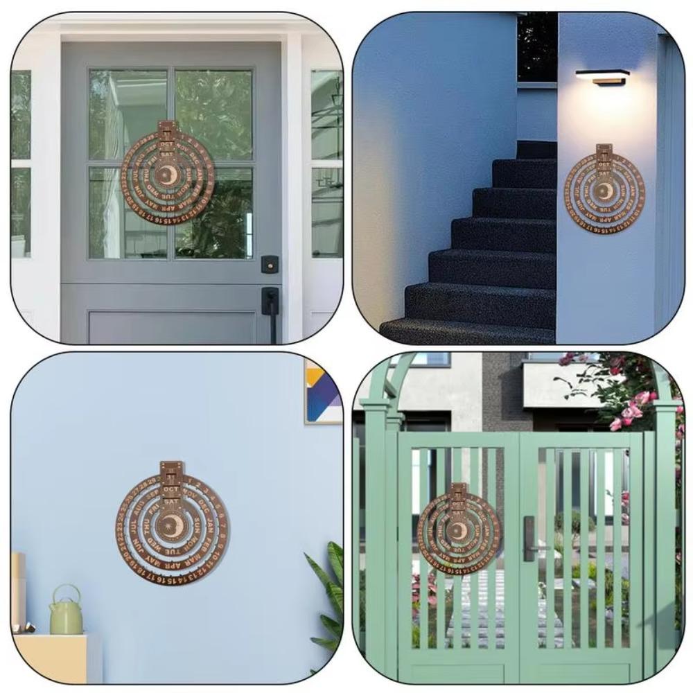 Stylish Rotating Calendar Retro Hanging Calendar Silent Operation Perpetual Calendar  Indoor