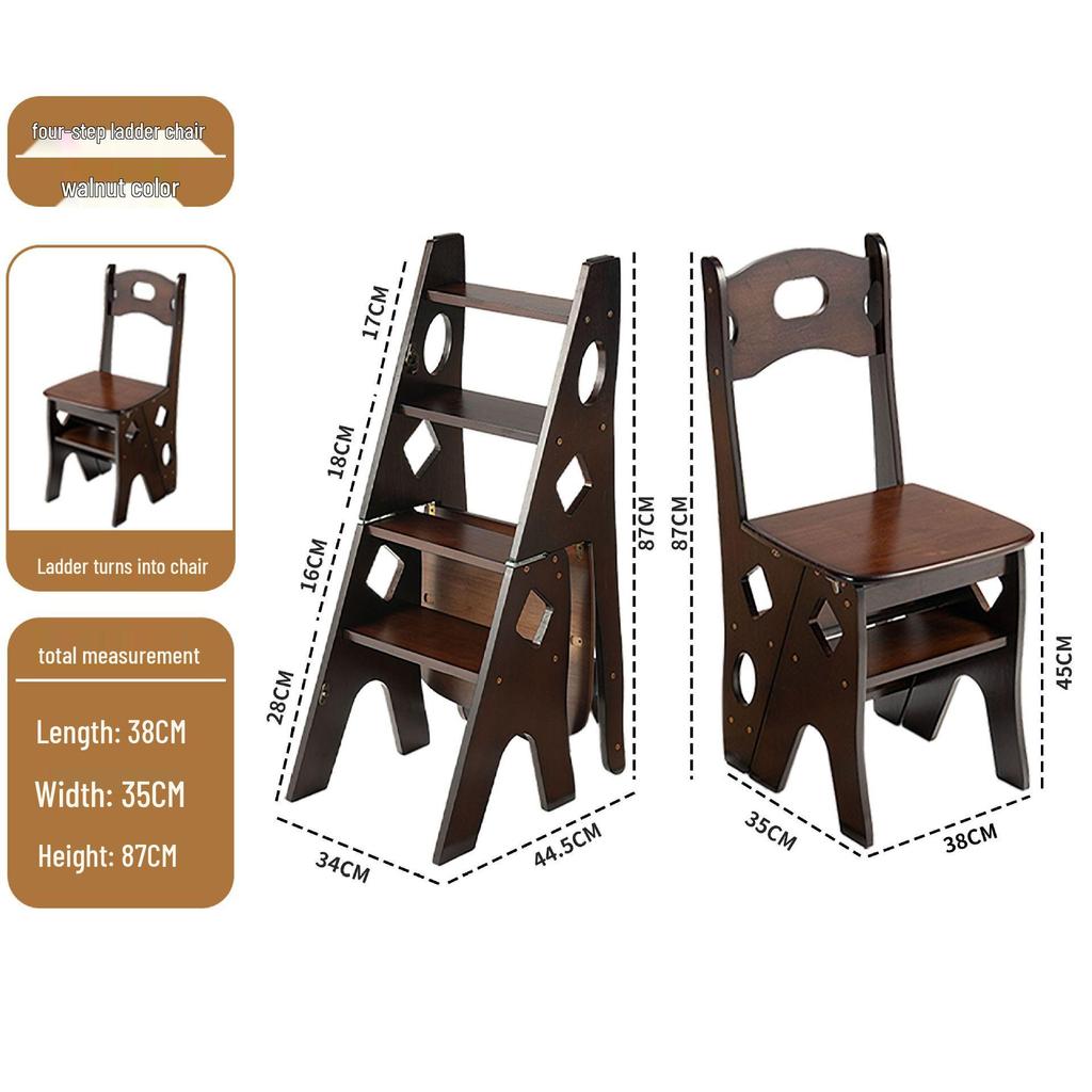 Складной стул-лестница из массива дерева: Двухфункциональная стремянка и комнатная А-образная лестница