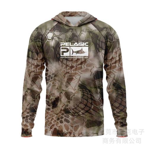 Pelagic fishing clothing summer camouflage sunscreen clothing breathable hooded fishing sportswear quick-drying T-shirt available