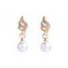 Classic Rhinestone Jewelry Set Spiral Pearl Necklace Korean Style Pendant Women Crystal Earrings