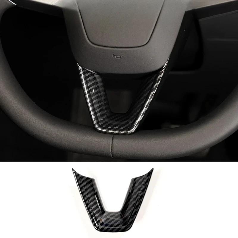 For Tesla Model Y Launch 2025 Real Carbon Fiber Steering Wheel Patch Decorative Sticker New Model3 Highland Modified Accessories