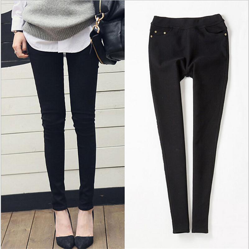 Весна Осень Плюс Размер Женские Свободные Однотонные Стрейчевые Узкие Верхние Брюки Девять Минут