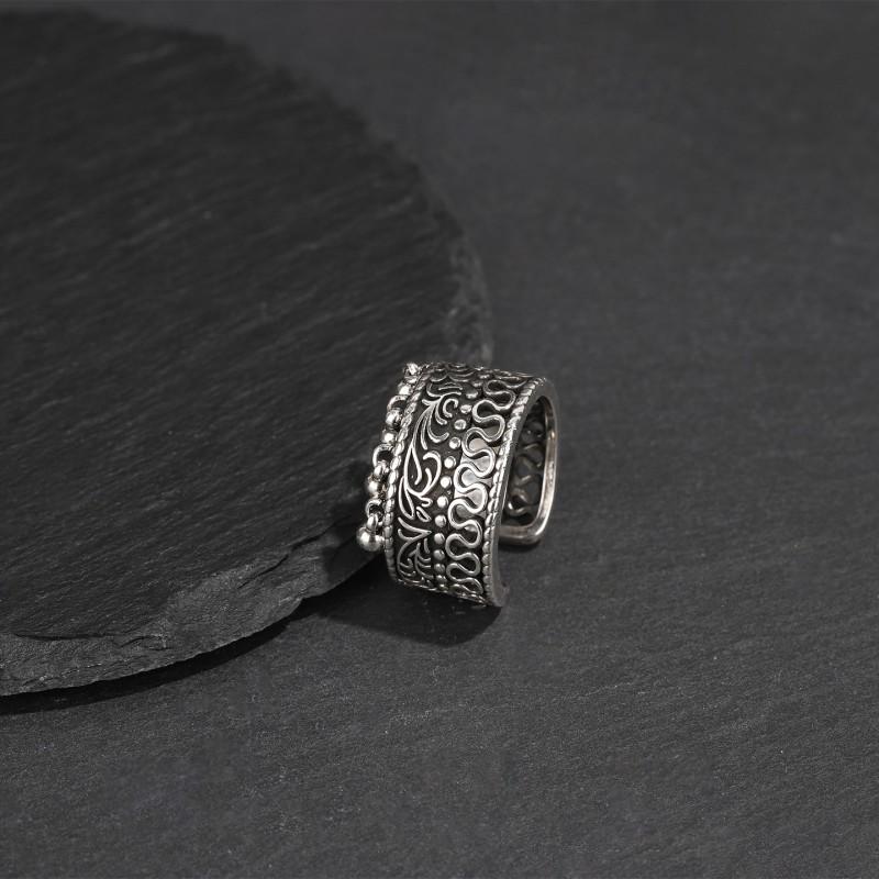 Adjustable Vintage Lace Fringe Ring Women Men Boho Ethnic Style Statement Jewelry