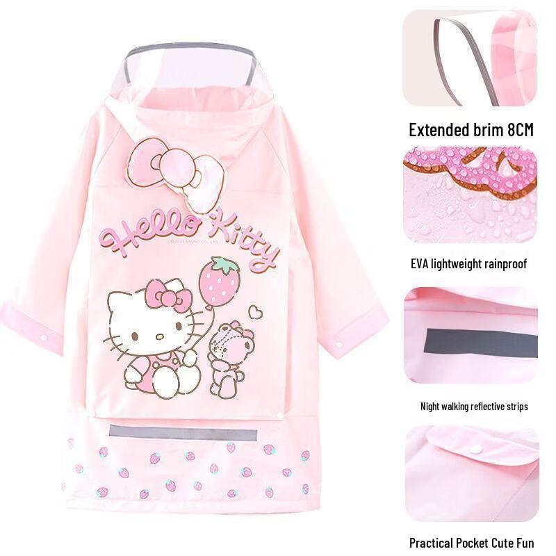 Handun Hello Kitty Children's Raincoat with Backpack Slot