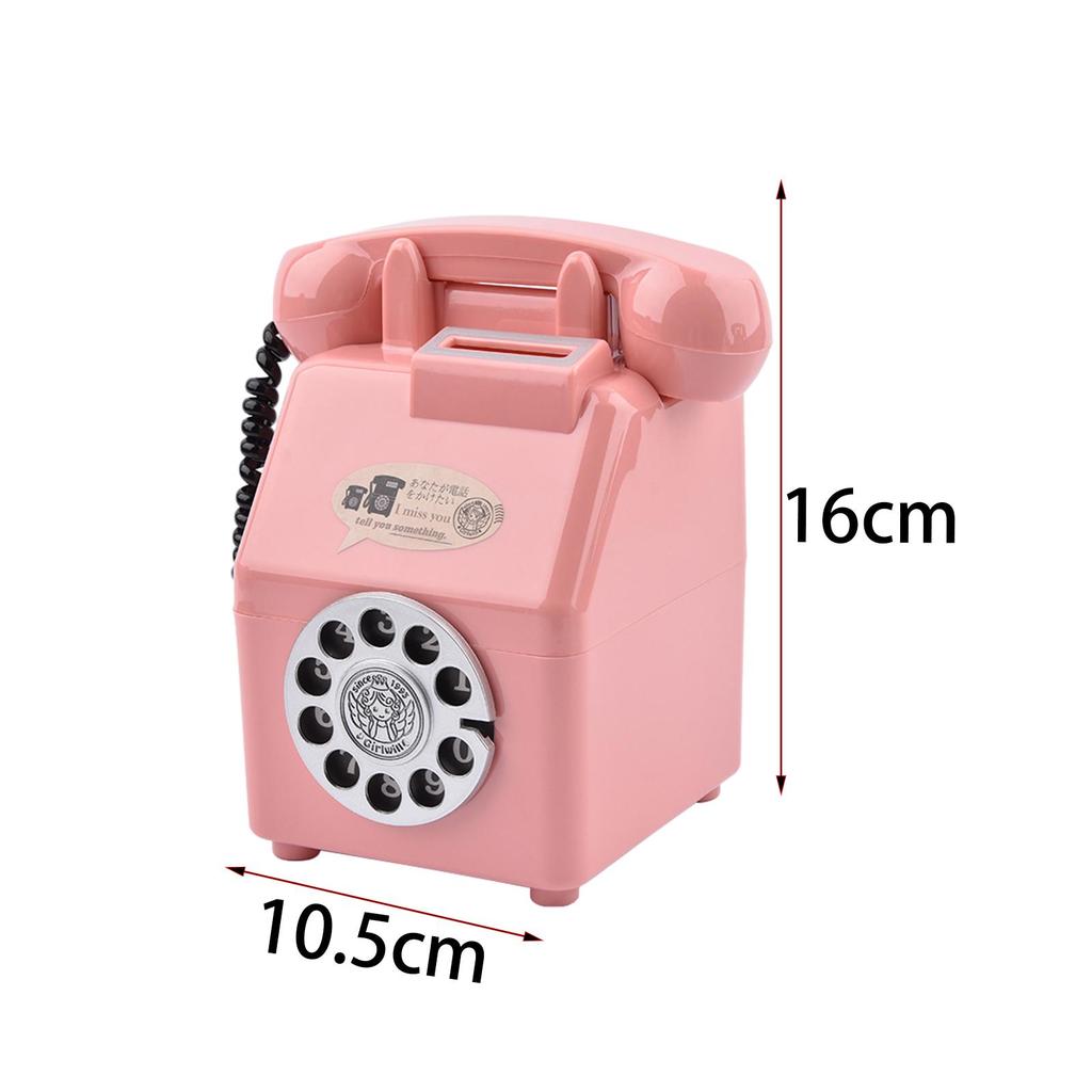 Telephone Piggy Bank Decorative Figurine for Living Room Adult Kids Cabinet