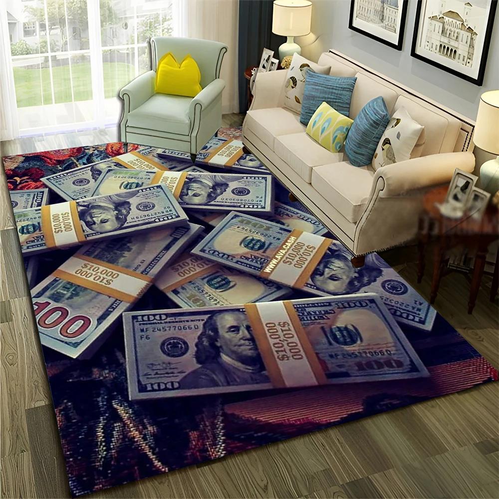 Богатый узор из евродолларов 3D Ковер для дома Гостиная Спальня Диван Придверный коврик Декор, Детский коврик Нескользящий напольный коврик