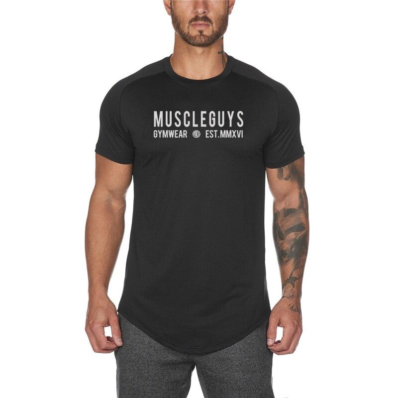 Muscleguys, летняя спортивная повседневная футболка для тренировок на открытом воздухе, для работы в команде, с короткими рукавами, дышащая одежда для фитнеса