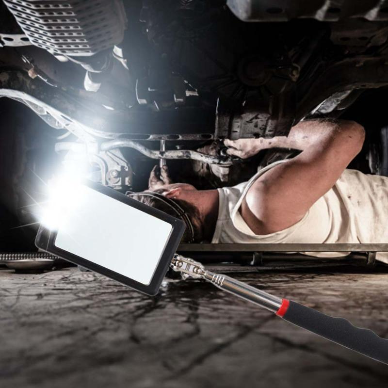 360° Rotatable Inspection Mirror LED Light Telescopic Handle Detection Mirror Repair Tool Automotive Repair Auxiliary Lighting