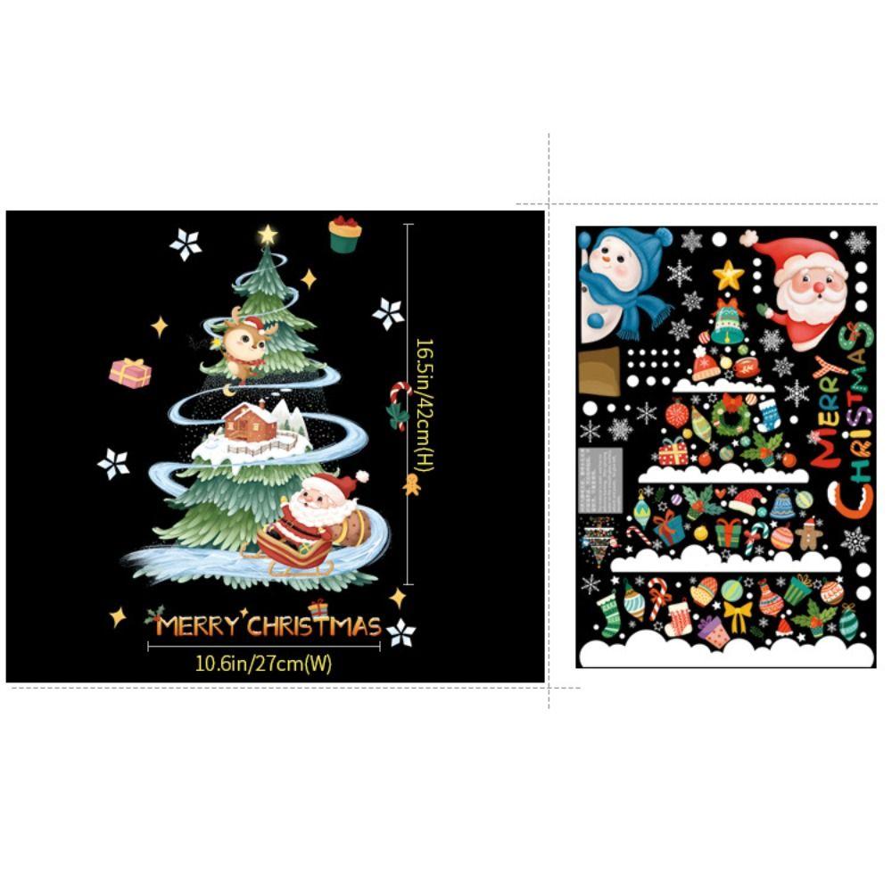 Электростатические рождественские стеклянные наклейки, мультяшные наклейки на окна Санта-Клауса, рождественские