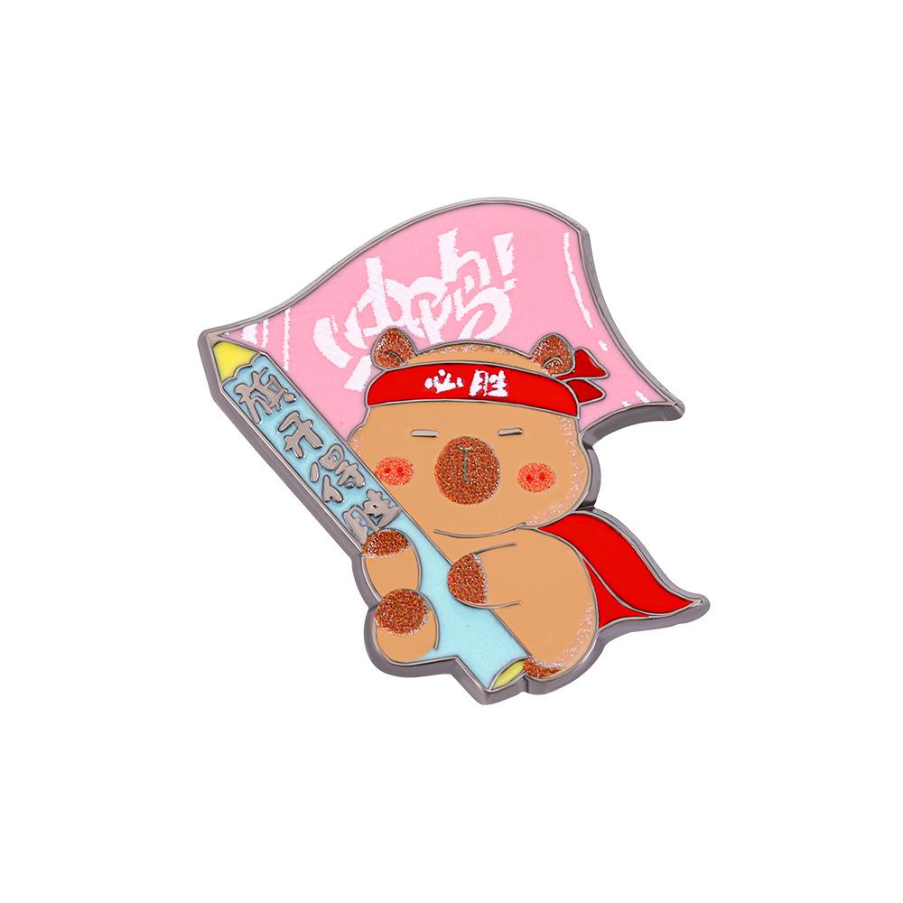College Entrance Examination Good Luck Pass All Exams Capybara Cartoon Enamel Brooch Alloy Badge Decorative Pin for Backpack School Bag