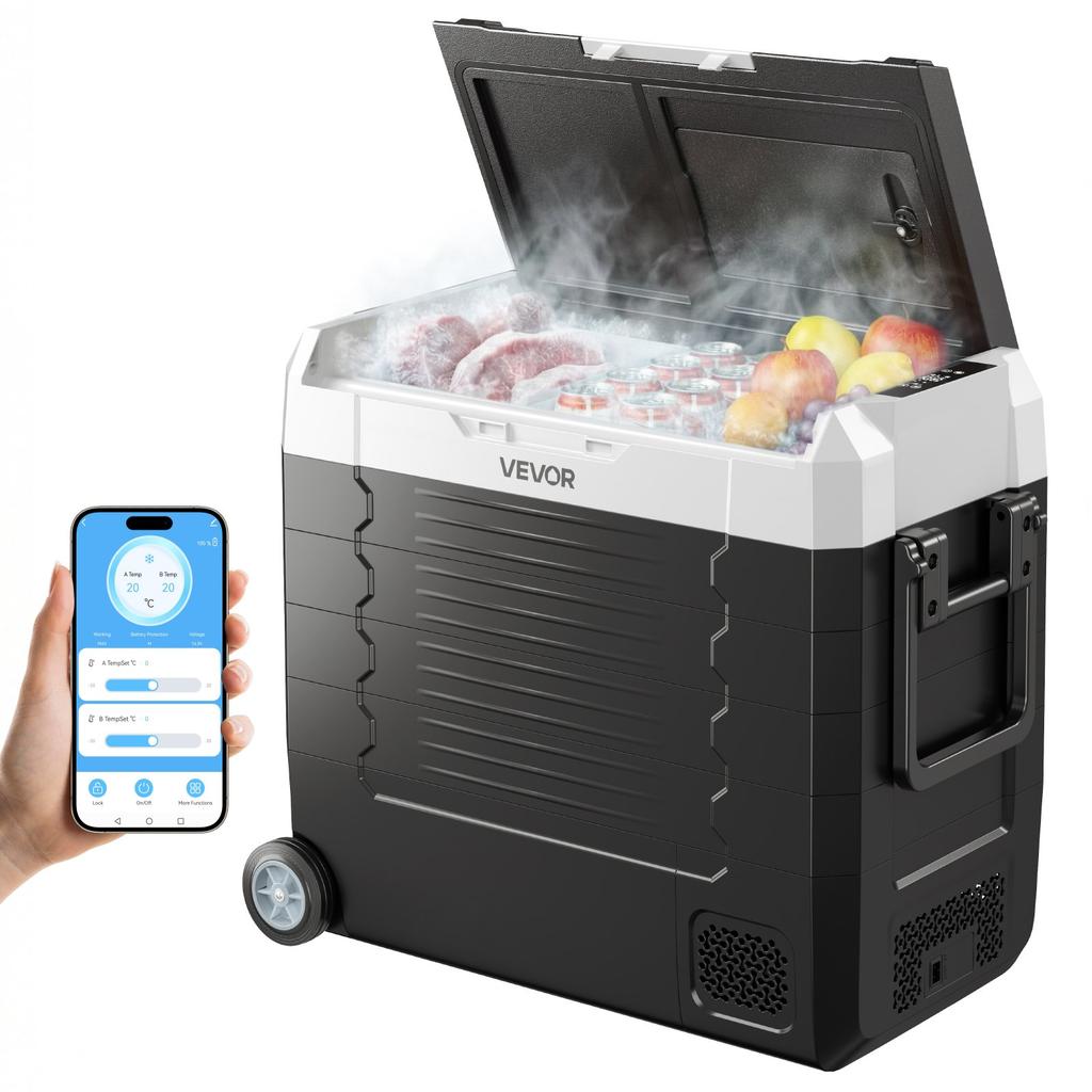VEVOR Car Refrigerator, DC 12/24V AC100-240V Compressor Electric Cooler, -20 degrees C to 20 degrees C Truck Refrigerator with APP Control