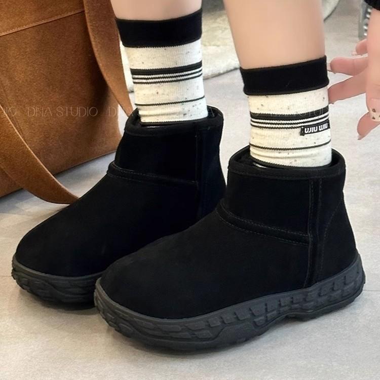 Cowhide Version~ Thick-soled Matte Short Snow Boots Women's 2025 Winter New Non-slip Casual Short Boots Warm Cotton Boots